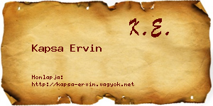 Kapsa Ervin névjegykártya
