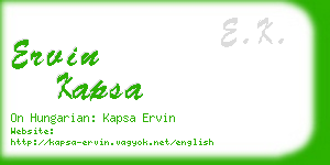 ervin kapsa business card